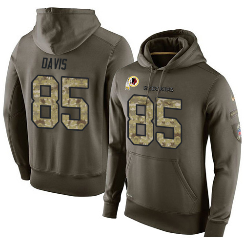 NFL Nike Washington Redskins #85 Vernon Davis Green Salute To Service Men's Pullover Hoodie